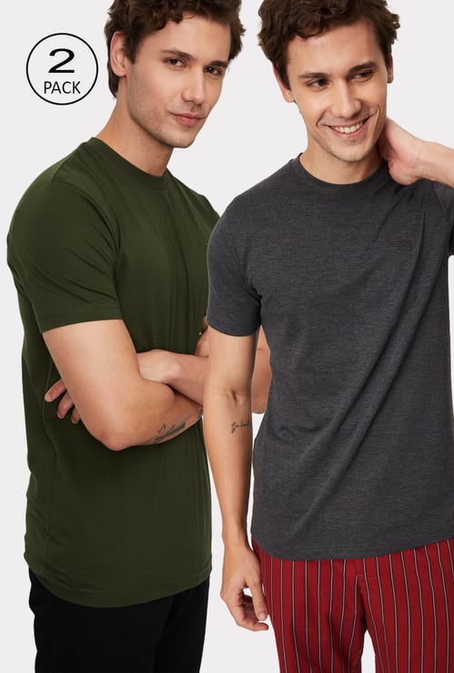Men Solid Lounge T-shirt - Pack of 2
