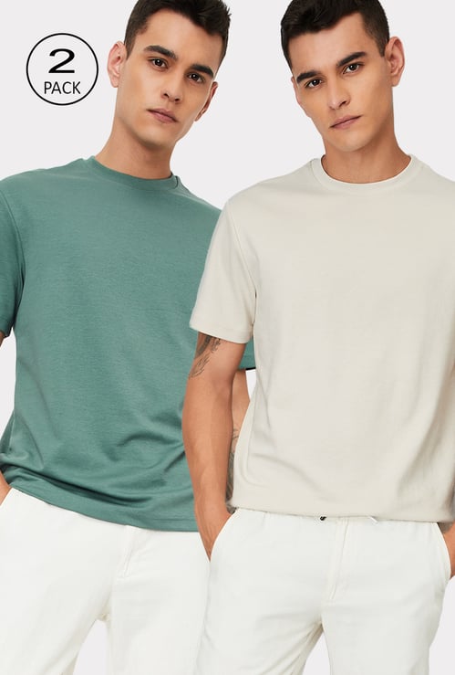 Men Solid Lounge T-shirt - Pack of 2