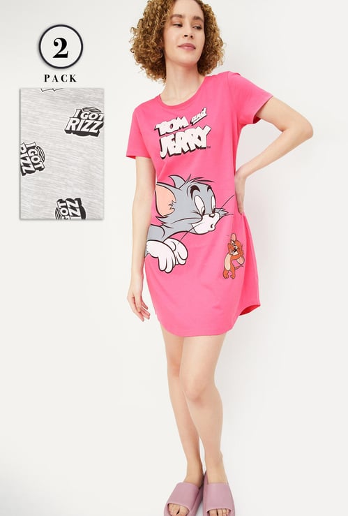Women Printed Nightdress - Pack of 2