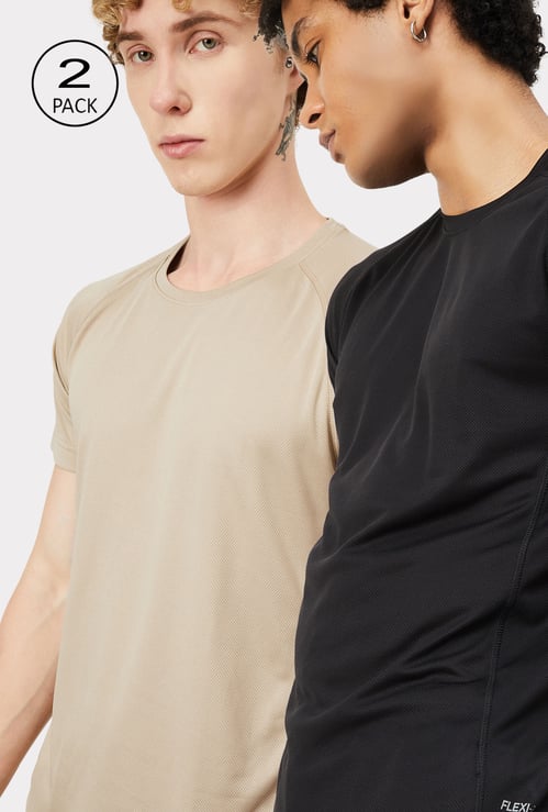 Men Flexi- Air Solid Sports T-shirt - Pack of 2