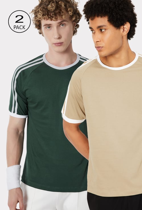 Men Side Stripes Sports T-shirt - Pack of 2
