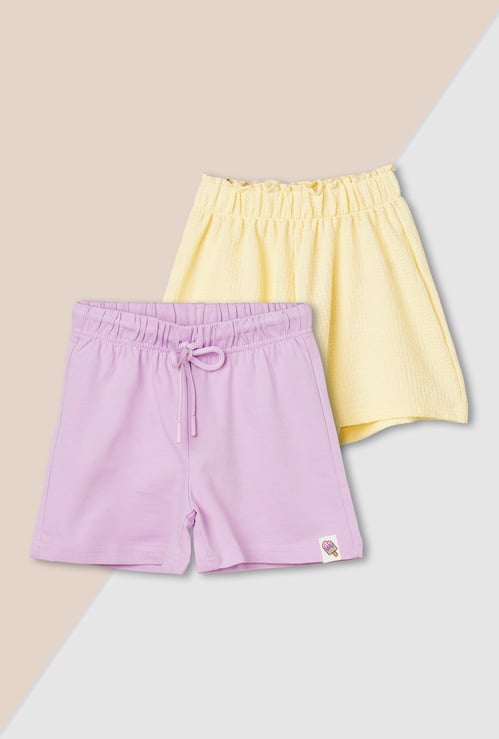Girls Solid Shorts - Pack of 2