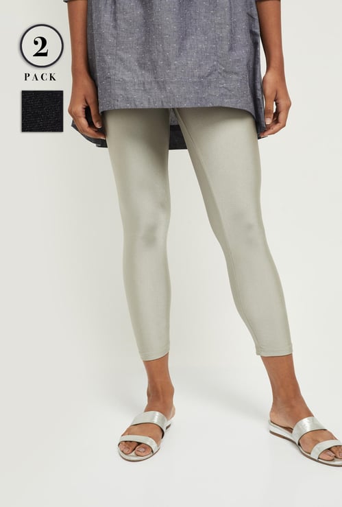Women Solid Ankle-Length Leggings - Pack of 2