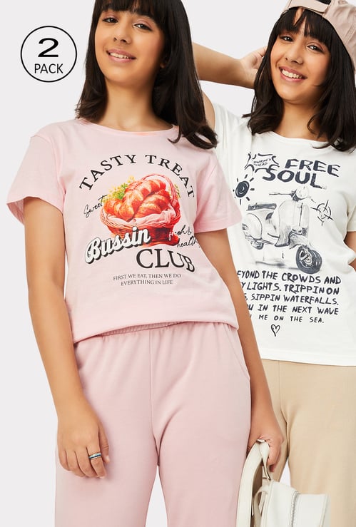 Girls Printed T-shirt - Pack of 2
