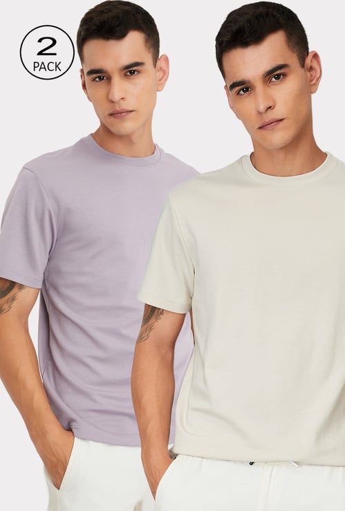 Men Solid Lounge T-shirt - Pack of 2