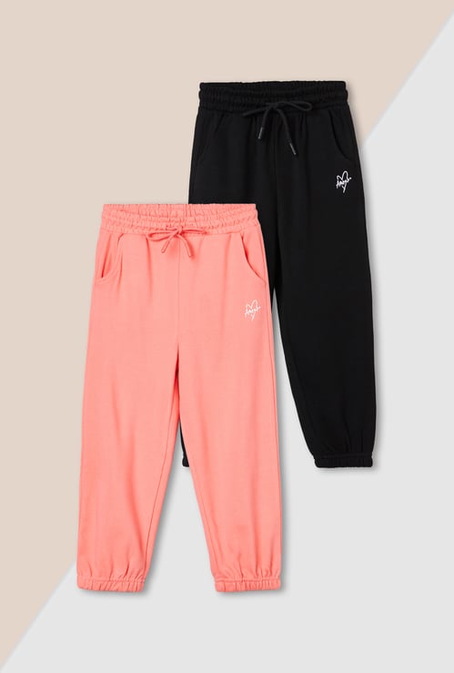 Girls Solid Joggers - Pack of 2
