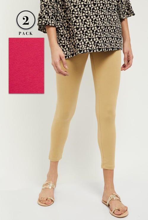 Women Solid Leggings - Pack of 2