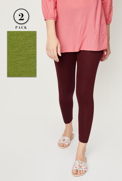 Women Solid Leggings - Pack of 2