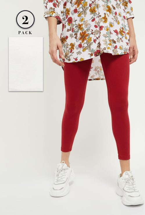 Women Solid Leggings - Pack of 2