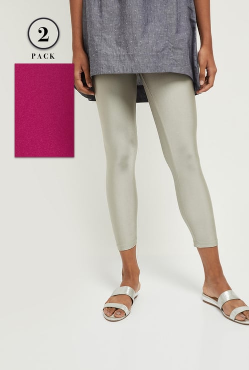 Women Solid Leggings - Pack of 2