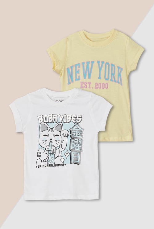 Girls Printed T-shirt - Pack of 2