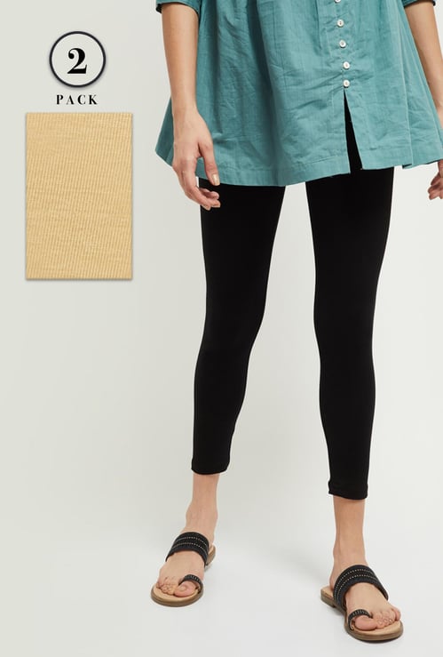 Women Solid Leggings - Pack of 2