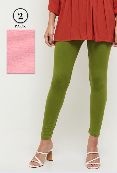 Women Solid Leggings - Pack of 2