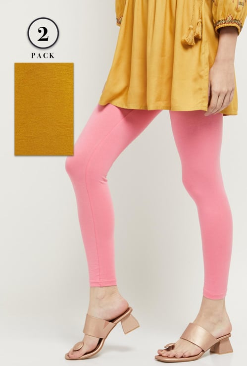 Women Solid Leggings - Pack of 2