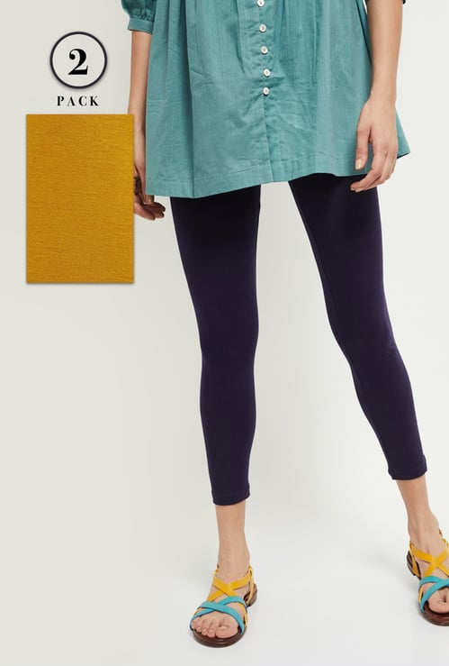 Women Solid Leggings - Pack of 2