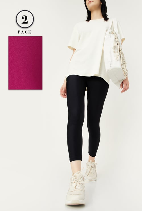 Women Solid Leggings - Pack of 2