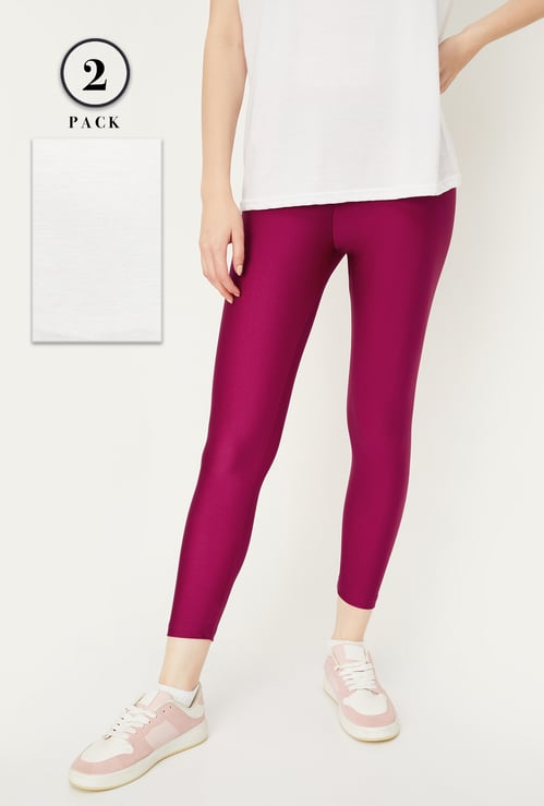 Women Solid Leggings - Pack of 2