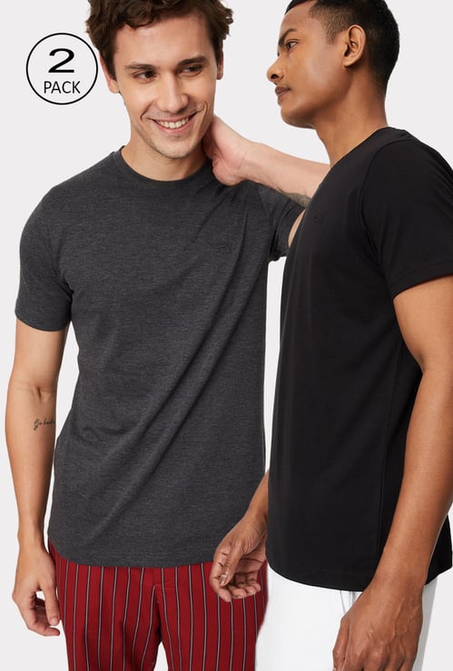 Men Solid Lounge T-shirt - Pack of 2
