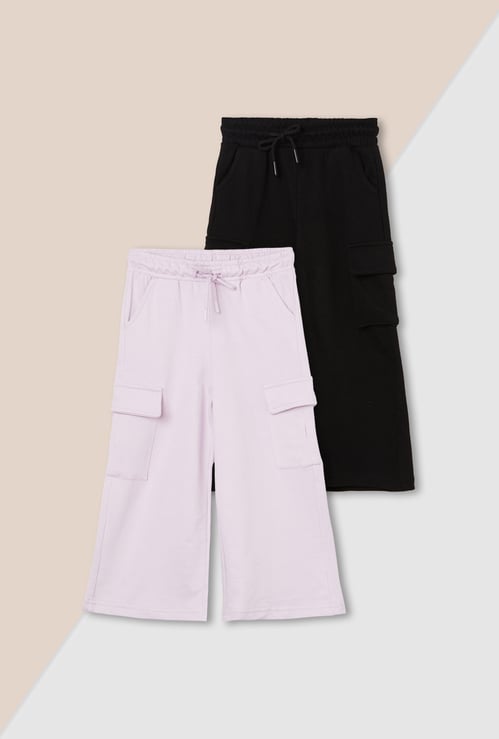 Girls Solid Cargo Trousers