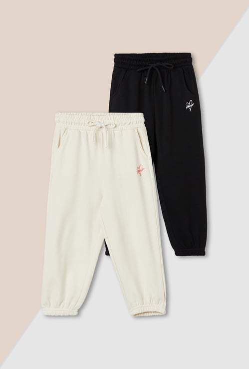 Girls Solid Joggers - Pack of 2