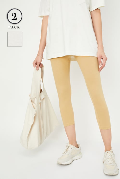 Women Solid Ankle-Length Leggings - Pack of 2