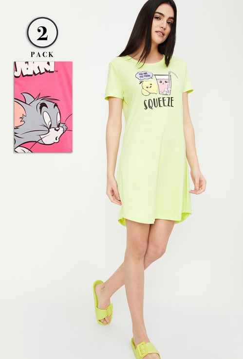 Women Printed Nightdress - Pack of 2