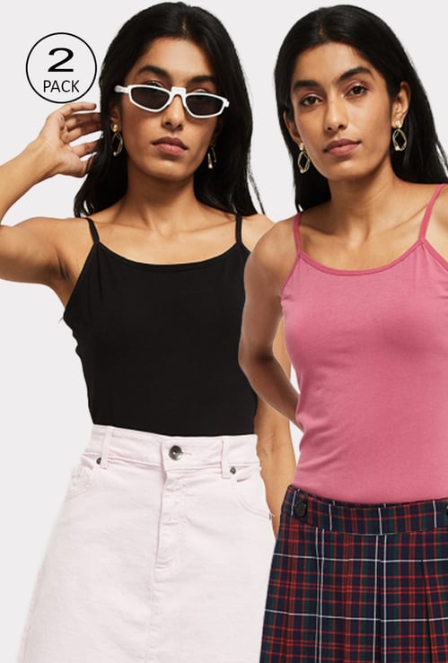 Women Solid Camisole - Pack of 2