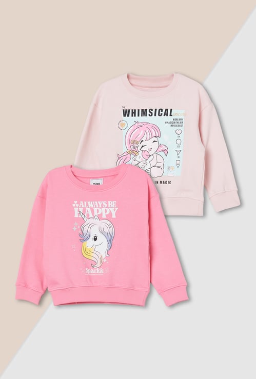 Girls Graphic Print Sweatshirt - Pack of 2