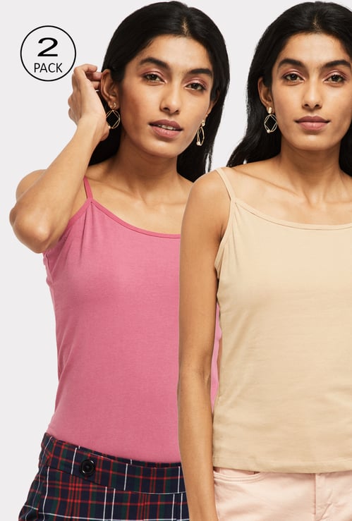 Women Solid Camisole - Pack of 2