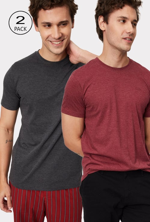 Men Solid Lounge T-shirt - Pack of 2