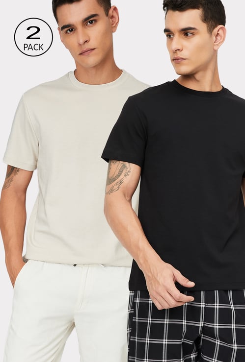 Men Solid Lounge T-shirt - Pack of 2