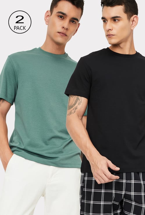 Men Solid Lounge T-shirt - Pack of 2