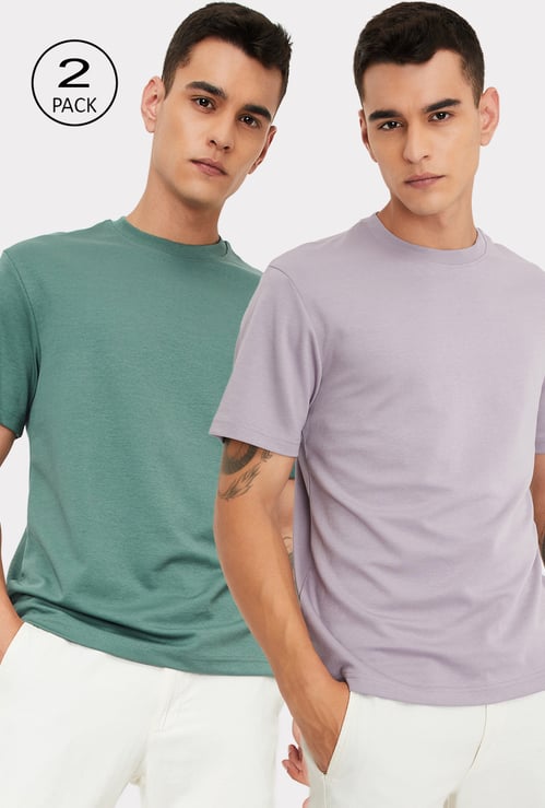 Men Solid Lounge T-shirt - Pack of 2