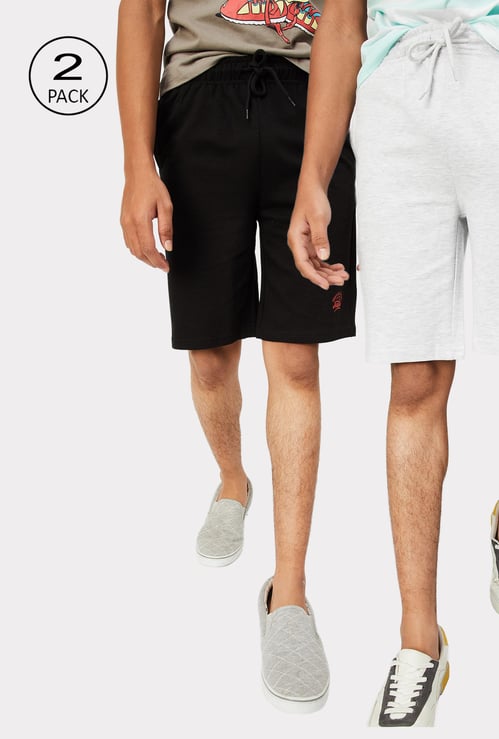 Boys Solid Shorts - Pack of 2