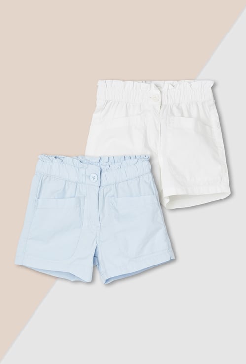 Girls Solid Shorts - Pack of 2