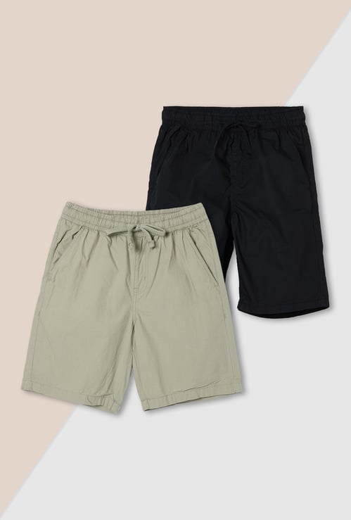 Boys Solid Shorts - Pack of 2