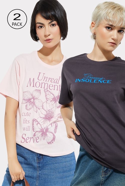 Women Printed T-shirt - Pack of 2