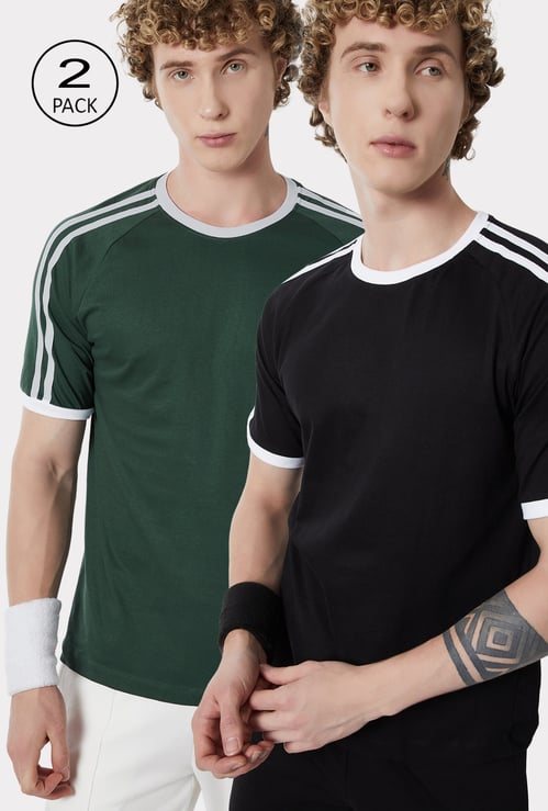 Men Side Striped Sports T-shirt - Pack of 2
