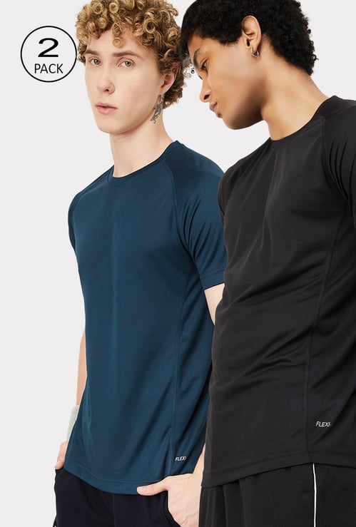 Men Flexi- Air Solid Sports T-shirt - Pack of 2