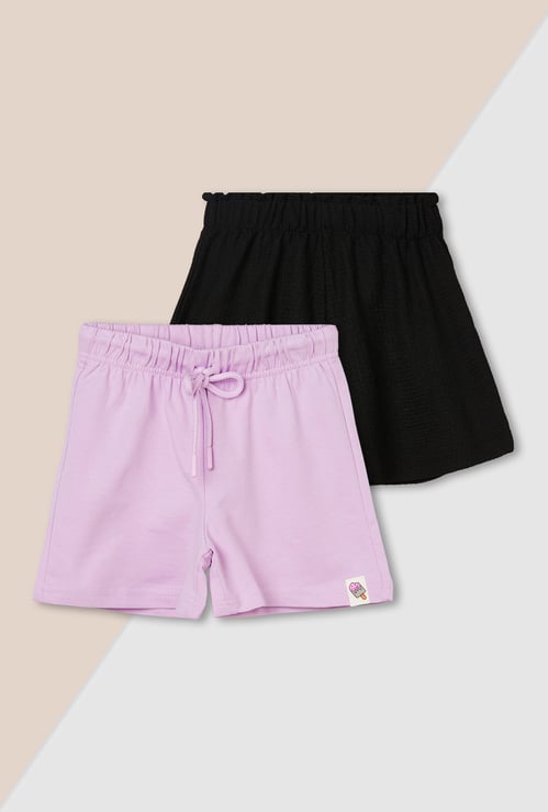 Girls Solid Shorts - Pack of 2