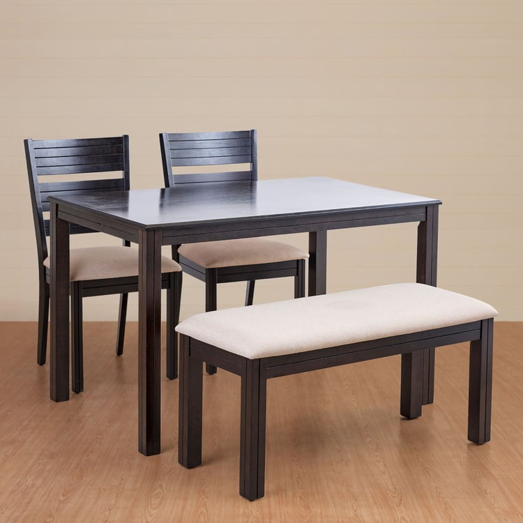 Montoya Solid Wood 4-Seater Dining Set with Chairs and Bench - Brown