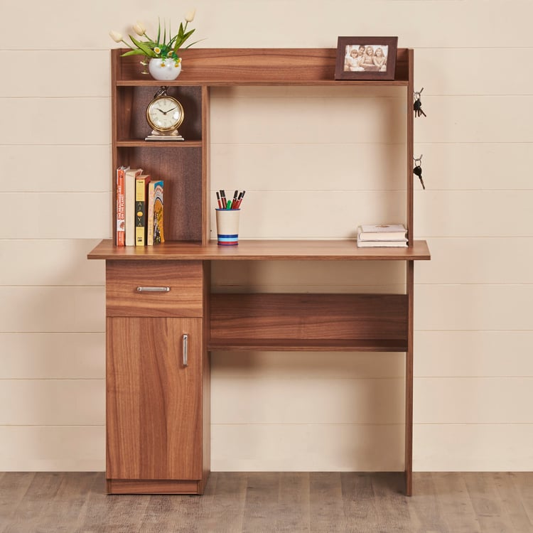 Quadro Nxt Edge Study Table with Cabinet - Brown