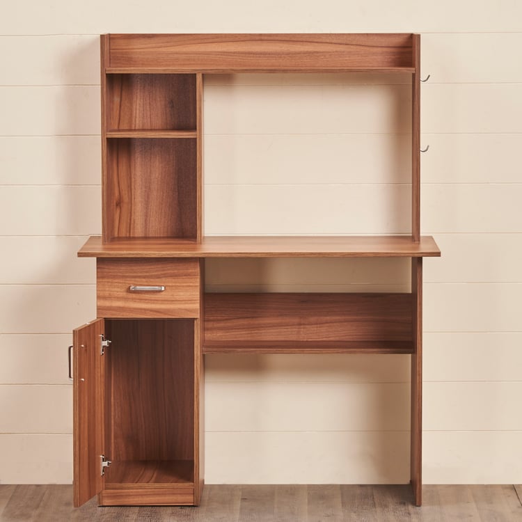Quadro Nxt Edge Study Table with Cabinet - Brown