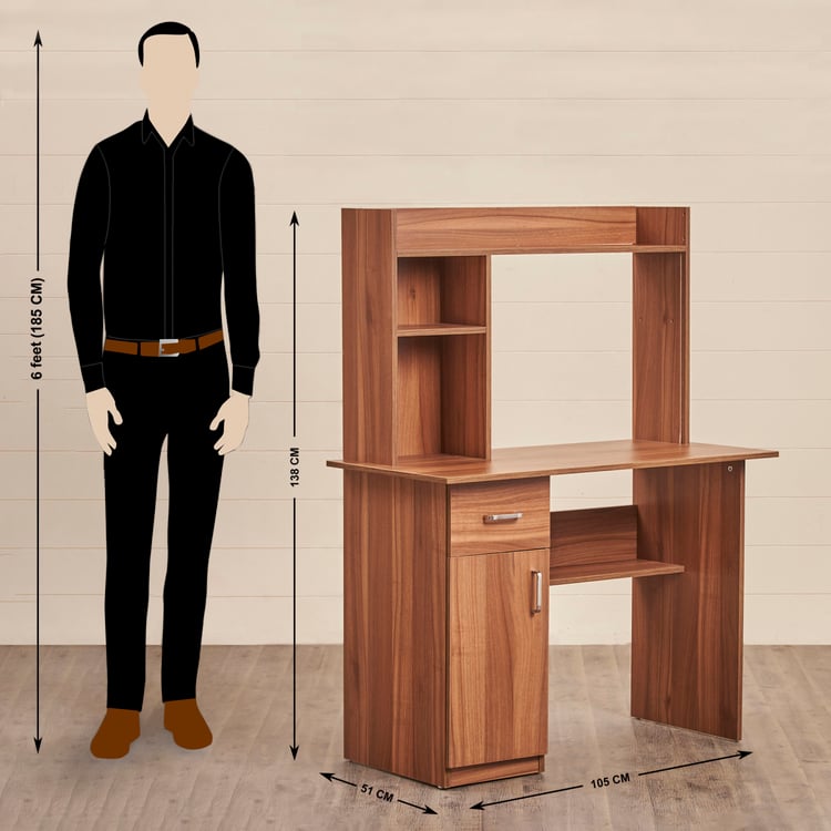 Quadro Nxt Edge Study Table with Cabinet - Brown