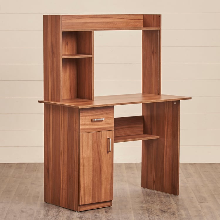Quadro Nxt Edge Study Table with Cabinet - Brown
