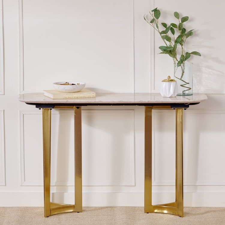 Vogue Faux Marble Top Console Table - Gold