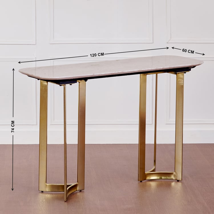Vogue Faux Marble Top Console Table - Gold