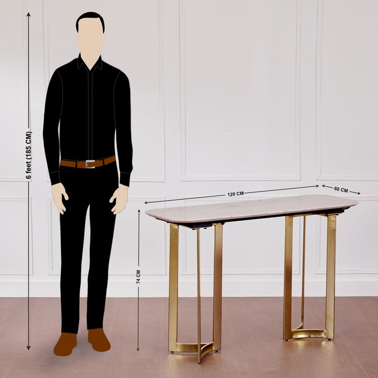 Vogue Faux Marble Top Console Table - Gold