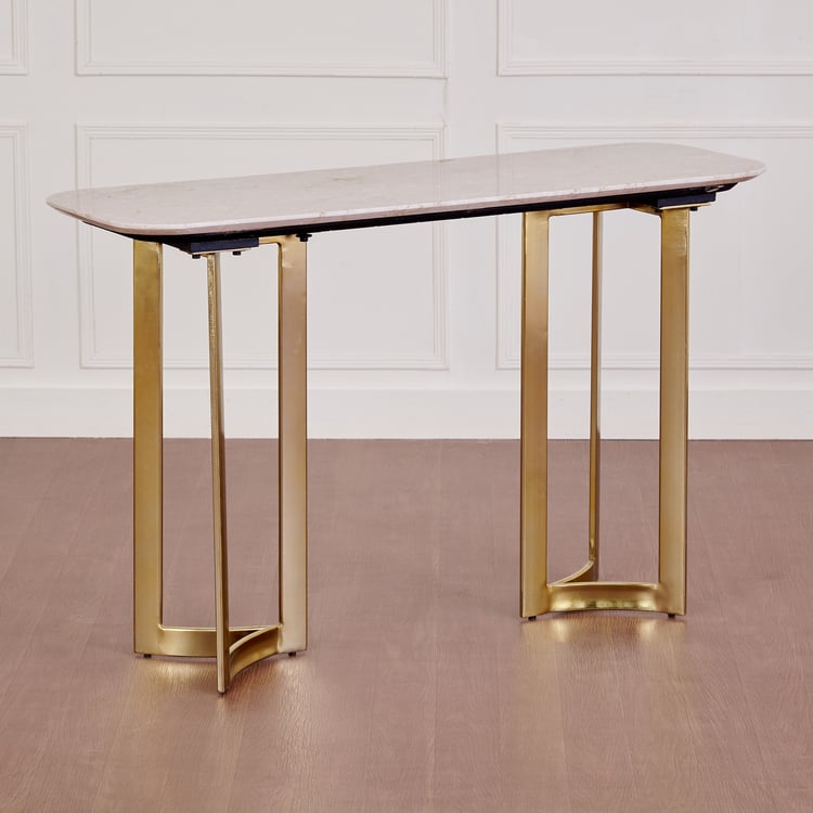 Vogue Faux Marble Top Console Table - Gold