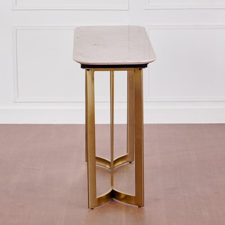 Vogue Faux Marble Top Console Table - Gold